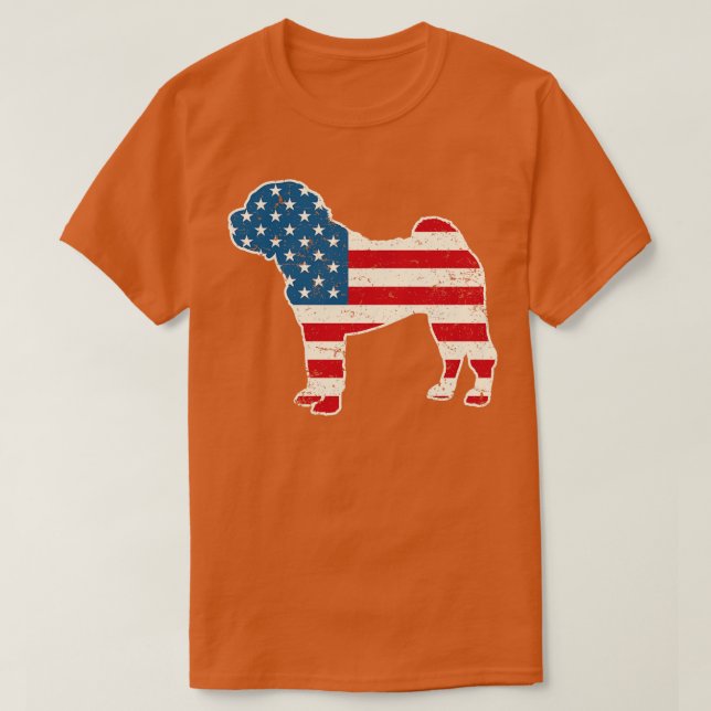 Camiseta Shar Pei American Flag 4 de julho para Men Women B (Frente do Design)