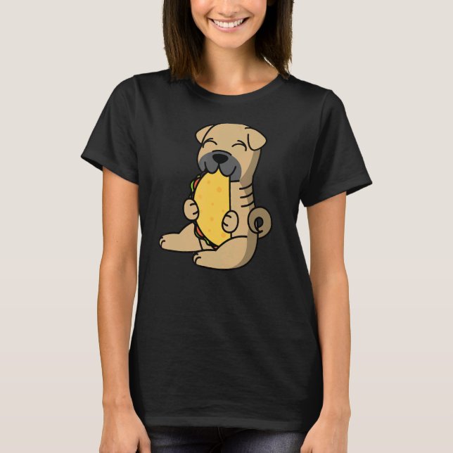 Camiseta Shar Pei Comendo Um Cachorro De Taco (Frente)