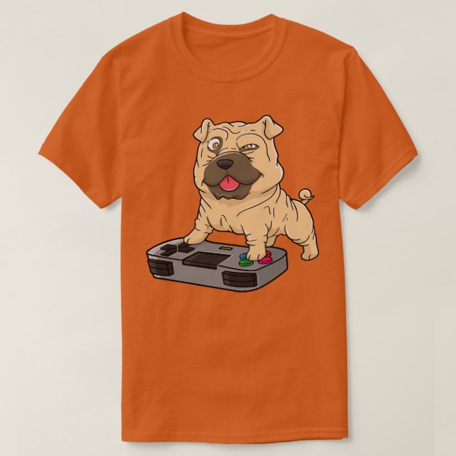 Camiseta Shar Pei Gamepad Kawaii (Frente do Design)
