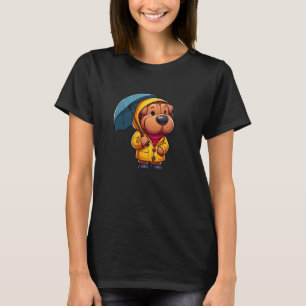 Camiseta Shar Pei Guarda-chuva Cachorro Engraçado