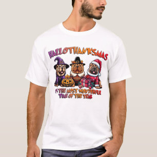 Camiseta Shar Pei Halloween Dia de Ação de Graças Natal Clá
