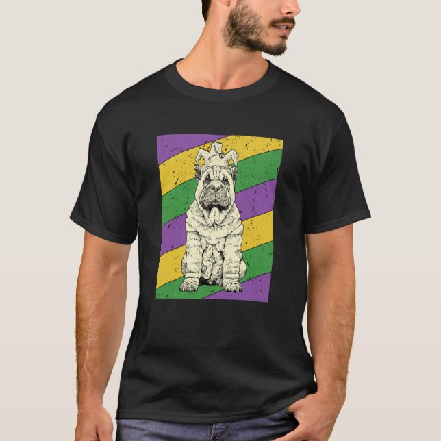 Camiseta Shar Pei Jester Mardi Gras Dog Mom or Dad (Frente)