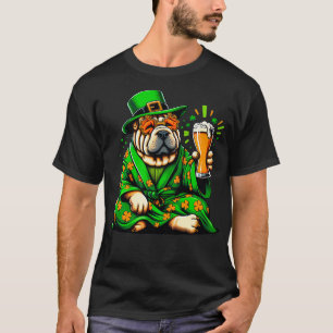 Camiseta Shar Pei Patricic Day Outfit Para Cão-Pão-Pão