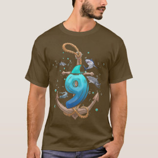 Camiseta Shark 9th Birthday Boys Shark 9 years Old Ocean Bd