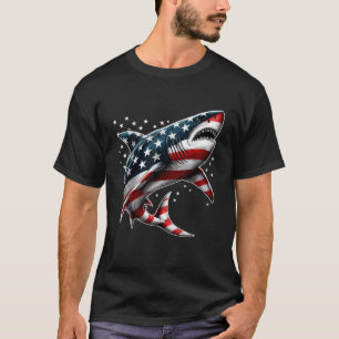 Camiseta Shark American Flag USA 4 de julho Gir