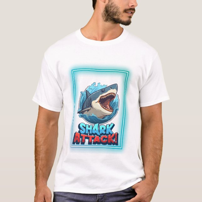 Camiseta Shark Attack Graphic T-Shirt – Bold Ocean Predator (Frente)