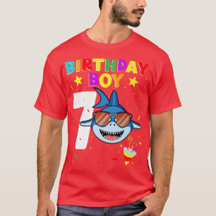 Camiseta Shark Birthday 7 Years Old 7th Birthday Boy Matchi