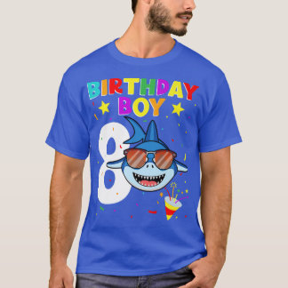 Camiseta Shark Birthday, 8 anos, 8 anos, Birthday Boy Match