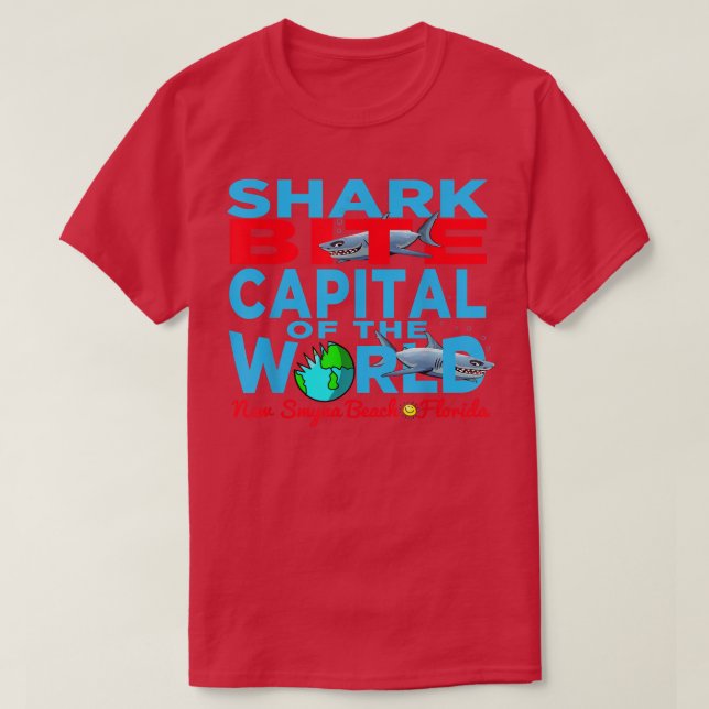 Camiseta Shark Bite Capital In The World New Smyrna Daytona (Frente do Design)