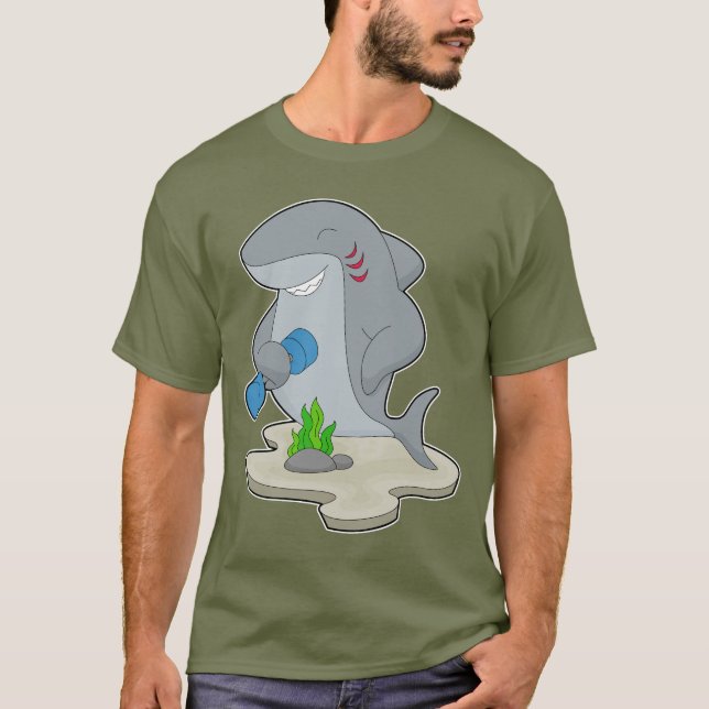 Camiseta Shark Bodybuilder Dumbbell Bodybuilding (Frente)