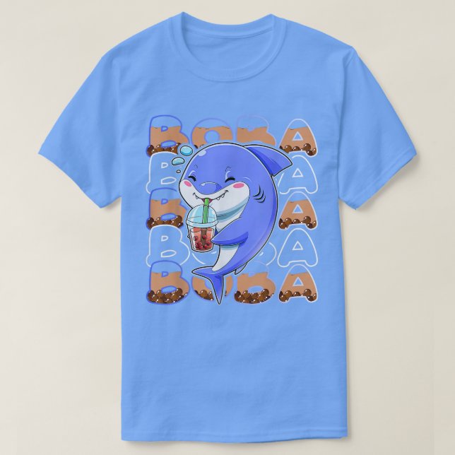 Camiseta Shark Kawaii Boba Cute Anime Shark Kawaii Tea Drin (Frente do Design)