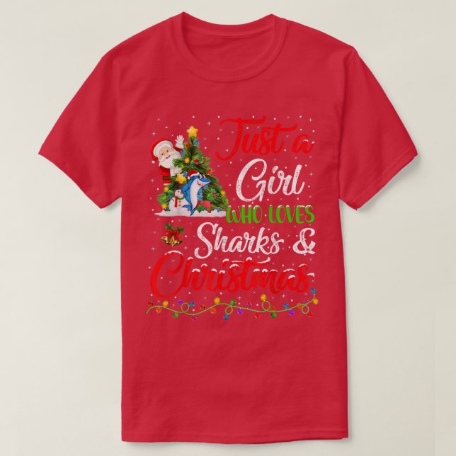 Camiseta Shark Lover Apenas Uma Menina Que Ama Tubarões E C (Frente do Design)