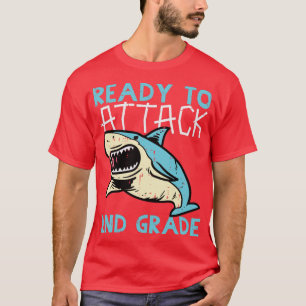 Camiseta Shark Ready To Attack 2nd Grade Second First Day O