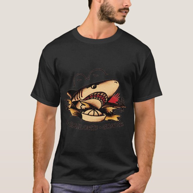 Camiseta Shark Sailors Grave Americanraditional Sailor Jerr (Frente)
