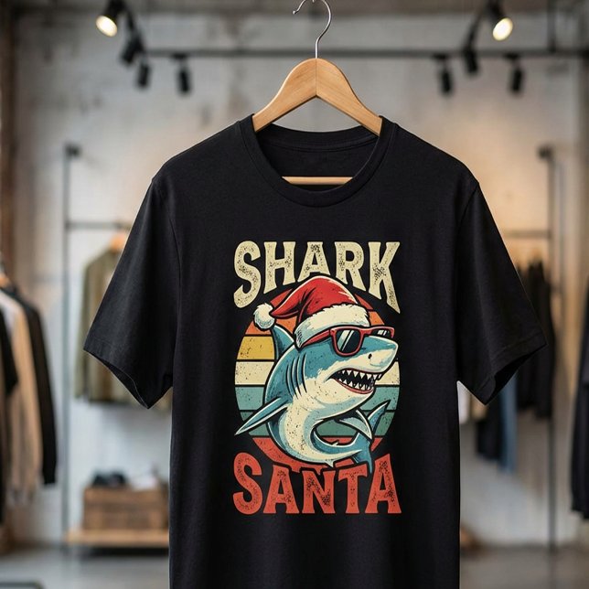 Camiseta Shark Santa Christmas T-Shirt,Funny Shark Holiday (Criador carregado)