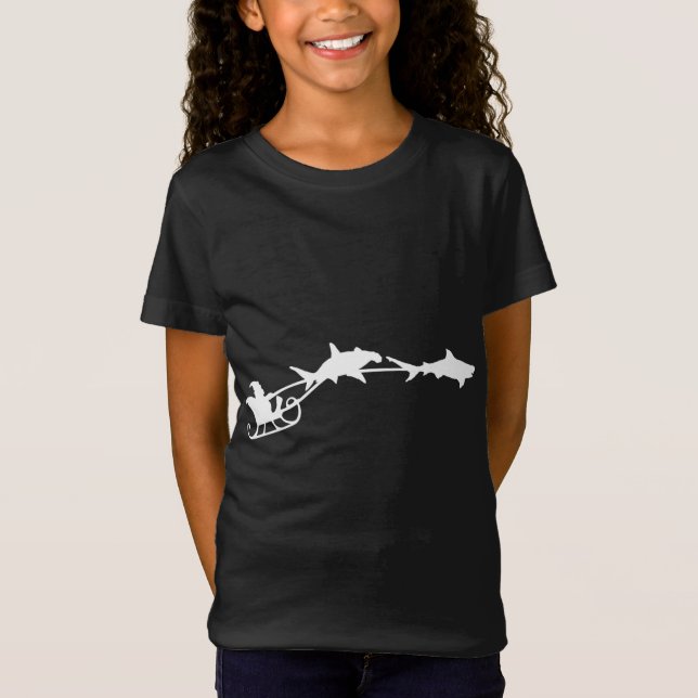 Camiseta Shark Santa Claus Sleigh Fresco De Natal (Frente)
