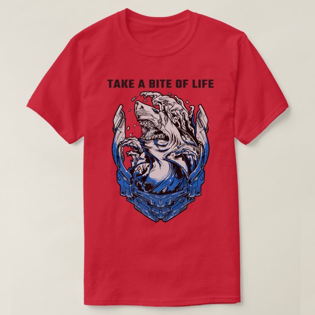 Camiseta Shark Sayings Motivation Take A Bite Of Life (Frente do Design)