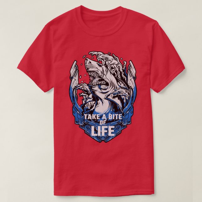Camiseta Shark Sayings Motivation Take A Bite Of Life Pullo (Frente do Design)