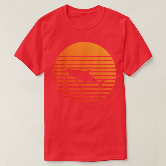 Camiseta shark Shadow silhouette in front of a Sun  (Frente do Design)