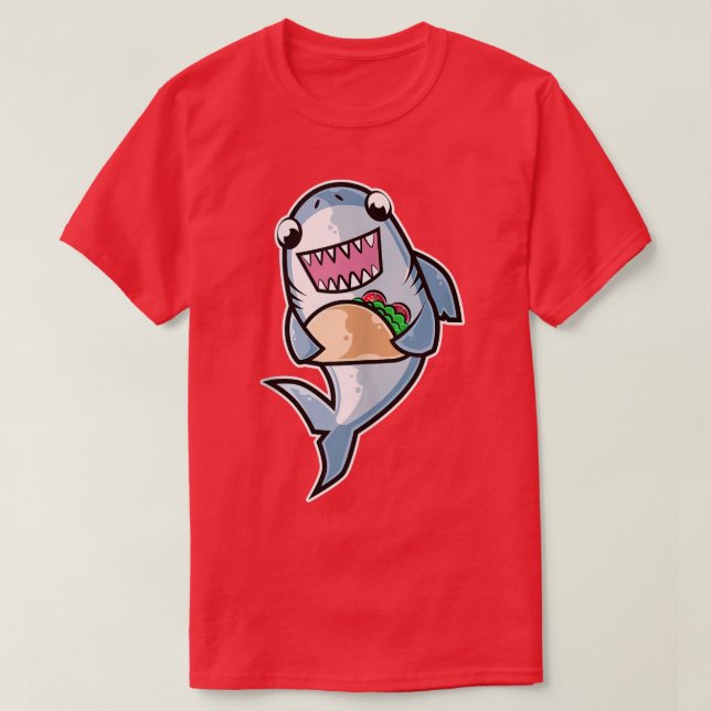 Camiseta Shark Taco Kawaii Neko Anime comida (Frente do Design)