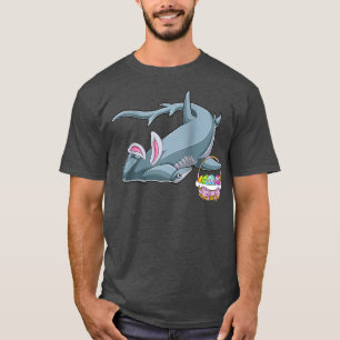 Camiseta Shark with Easter Basket and Bunny Ears Happy East