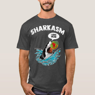 Camiseta Sharkasm I Love Salad Memória Humorosa Veg Vegetar