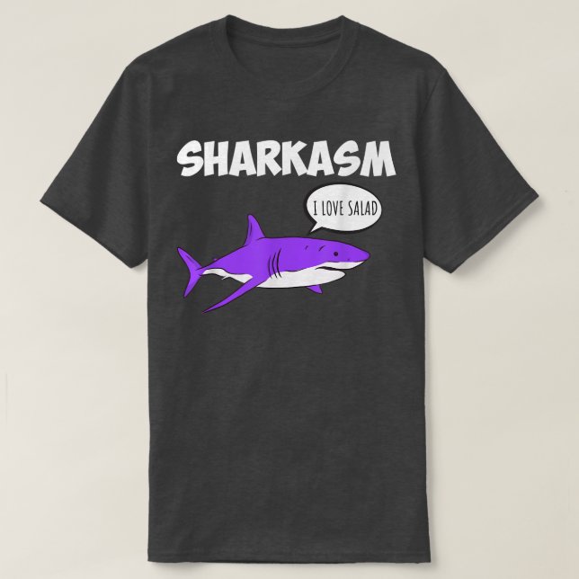 Camiseta Sharkasm sarcasmo ironia com tubarões Vegetarian V (Frente do Design)