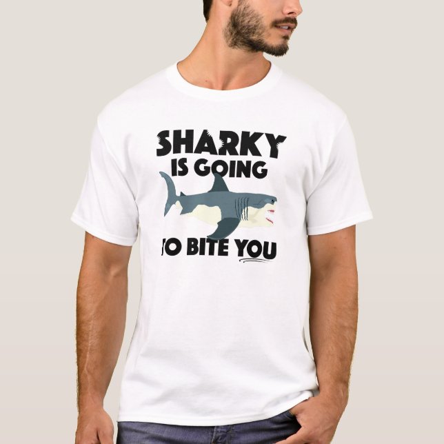Camiseta Sharky vai morder você Design - T básico masculino (Frente)