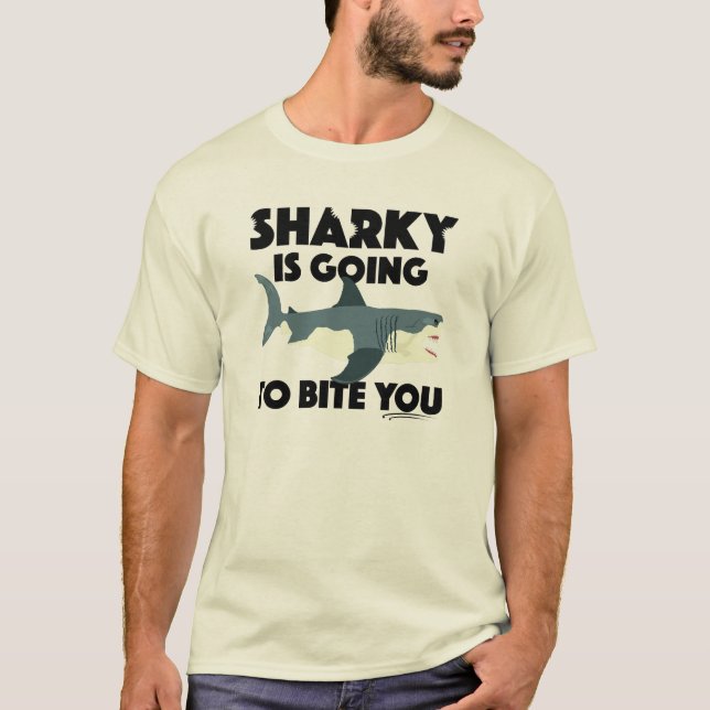 Camiseta Sharky vai morder você Design - T básico masculino (Frente)