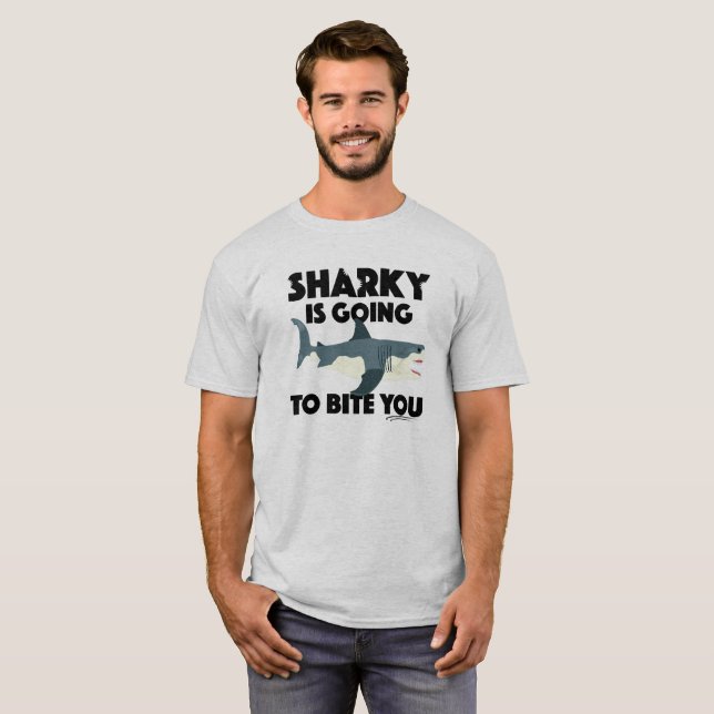 Camiseta Sharky vai morder você Design - T básico masculino (Frente Completa)