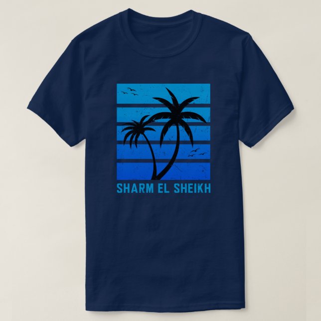 Camiseta Sharm El Sheikh, Vintage Blue Sunset (Frente do Design)