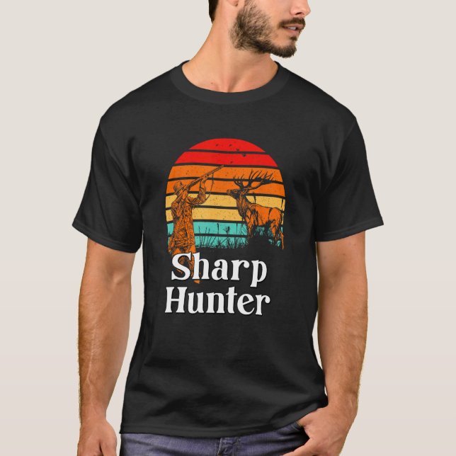 Camiseta Sharp Hunter Fathers Day Hunting Parents Animal Sh (Frente)