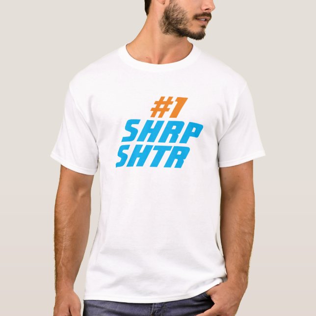 Camiseta Sharp Shooter | Cota de basquete com Texto Azul T- (Frente)