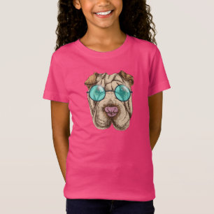 Camiseta Sharpei nos óculos de sol