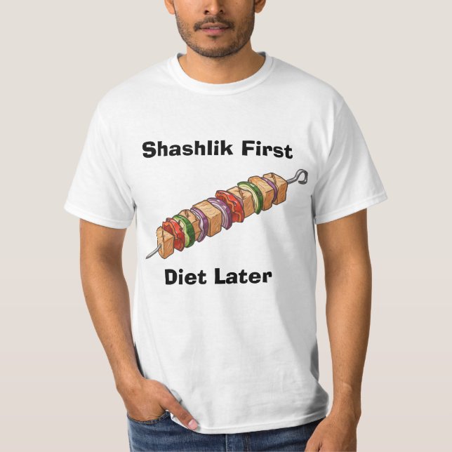 Camiseta Shashlik ou espetinho é um prato de carne grelhada (Frente)