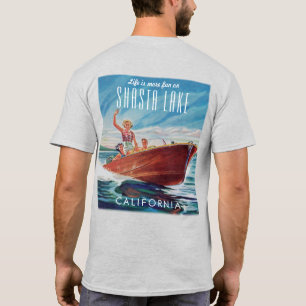 Camiseta Shasta Lake California Vintage Boat Back Impressão