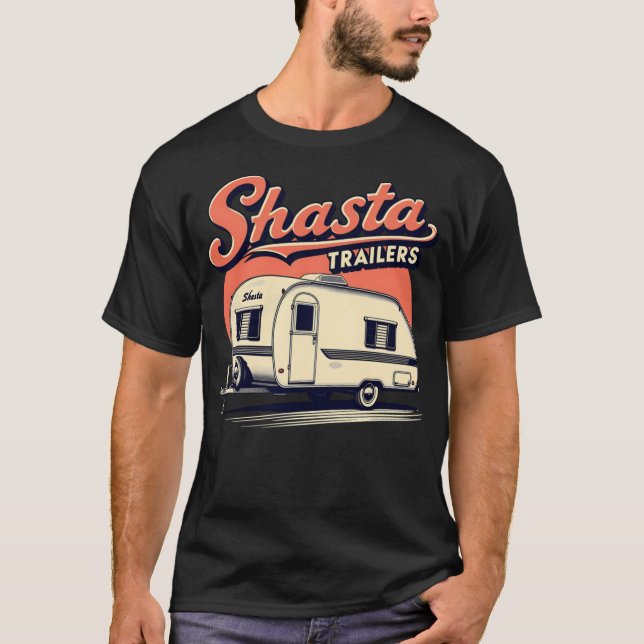 Camiseta Shasta Trailers - série de câmeras de vintage (Frente)