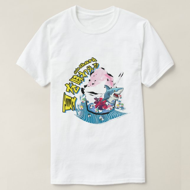 Camiseta Shavedice de verão da onda de tubarão Mikitiez (Frente do Design)