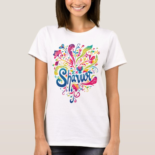 Camiseta Shavuot - Celebração Colorida de Shavuot (Frente)