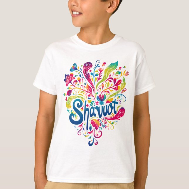 Camiseta Shavuot - Celebração Colorida de Shavuot (Frente)
