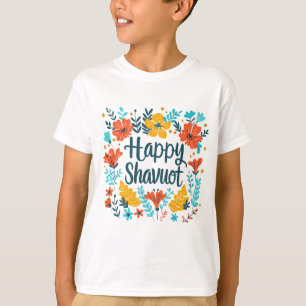 Camiseta Shavuot - Feliz Celebração de Shavuot com Flores
