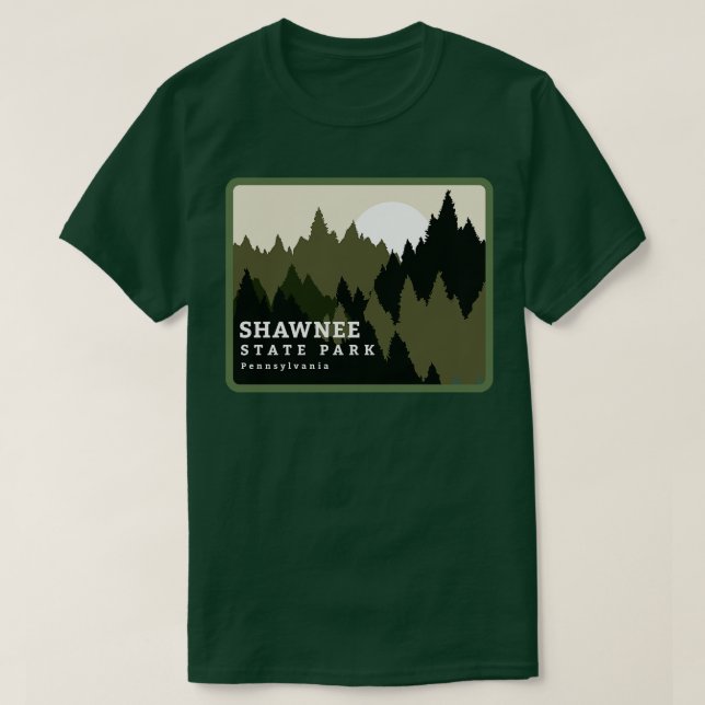 Camiseta Shawnee State Park Pensilvânia Forest Sunrise (Frente do Design)