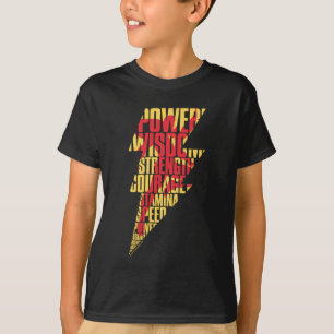 Camiseta SHAZAM!   Capacidades de Shazam — Gráfico de Relâm