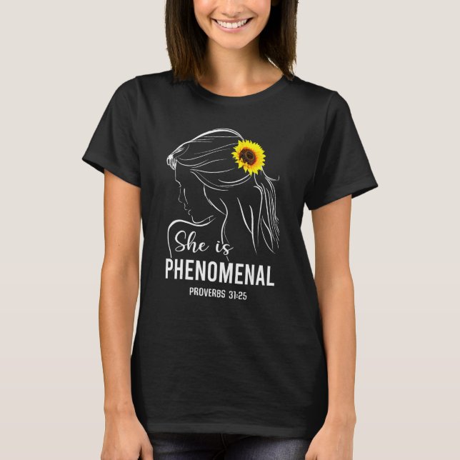 Camiseta She Is Phenomenal Bible Verse Religious  for Women (Frente)