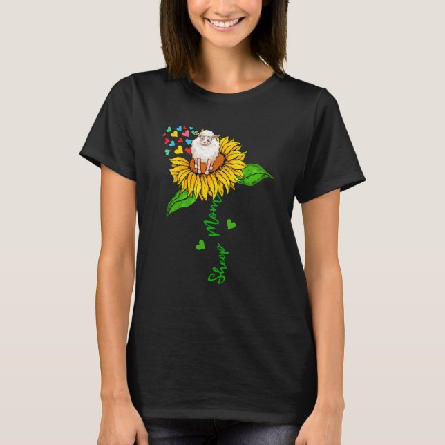 Camiseta Sheep Mom Cute Farm Animals On Sunflower Farmer Mo (Frente)