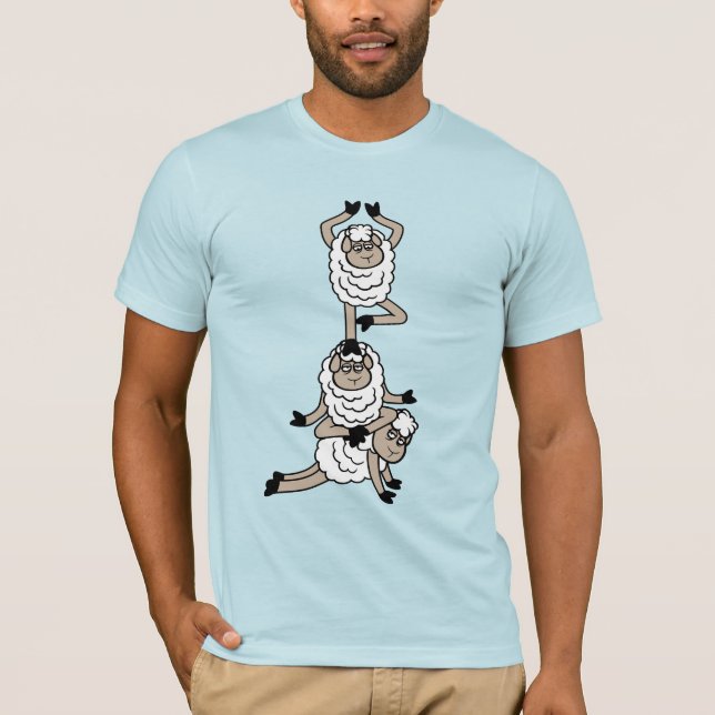 Camiseta Sheep Tower Tired Bored Exhausted Yoga Meditation  (Frente)