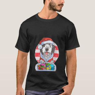 Camiseta Sheepadoodle Dog Santa Claus Natal Candy