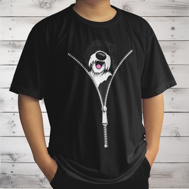Camiseta Sheepadoodle Dog Zipper Funny Puppy Dog Proprietár (Criador carregado)