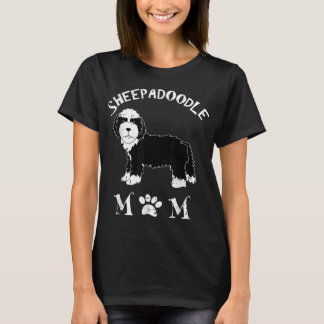 Camiseta Sheepadoodle Mãe Cãozinho-De-Pé-Cachorro Cachorro-