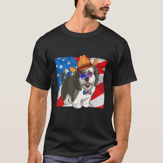 Camiseta Sheepadoodle Patriotic Merica 4th Of July American (Frente)
